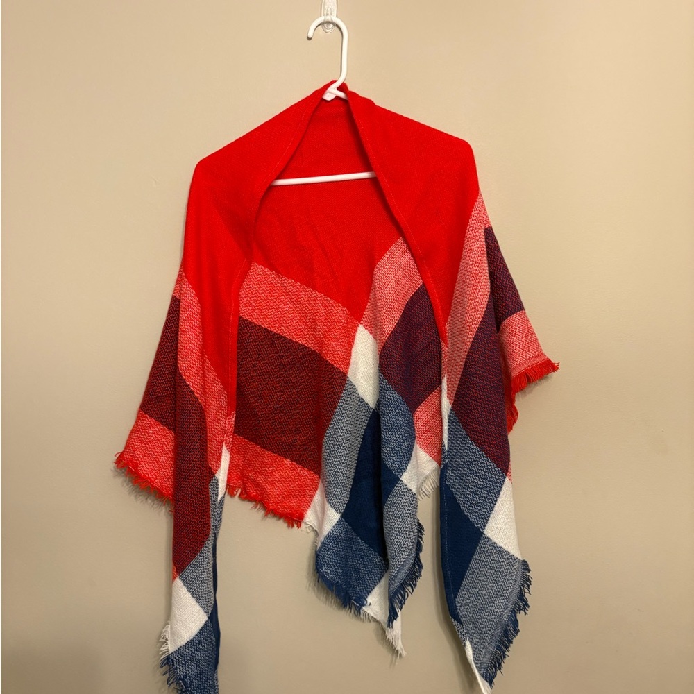 Red and Blue Plaid Shawl